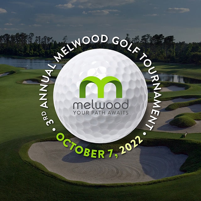Golfball with Melwood Golf Tournament Information