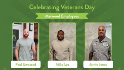 Rectange graphic with pictures of 3 Veterans, Celebrating Veterans Day 2022
