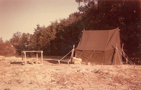 An archival photo, taken in the 1960s, of an Army surplus tent that was pitched by the founders of Melwood.