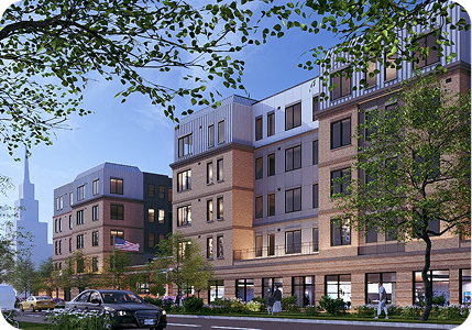 Drawings of Wesley Housing and Melwood's proposed housing community in Arlington
