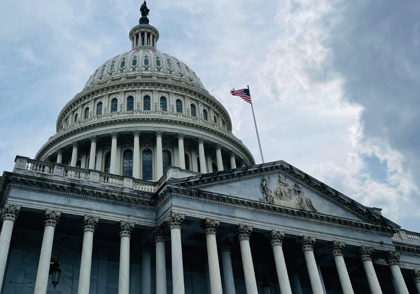 Capitol building in shadow from below