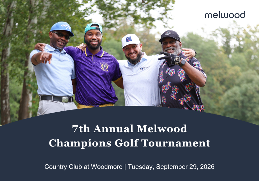 7th Annual Golf Tournament image with four happy golfers